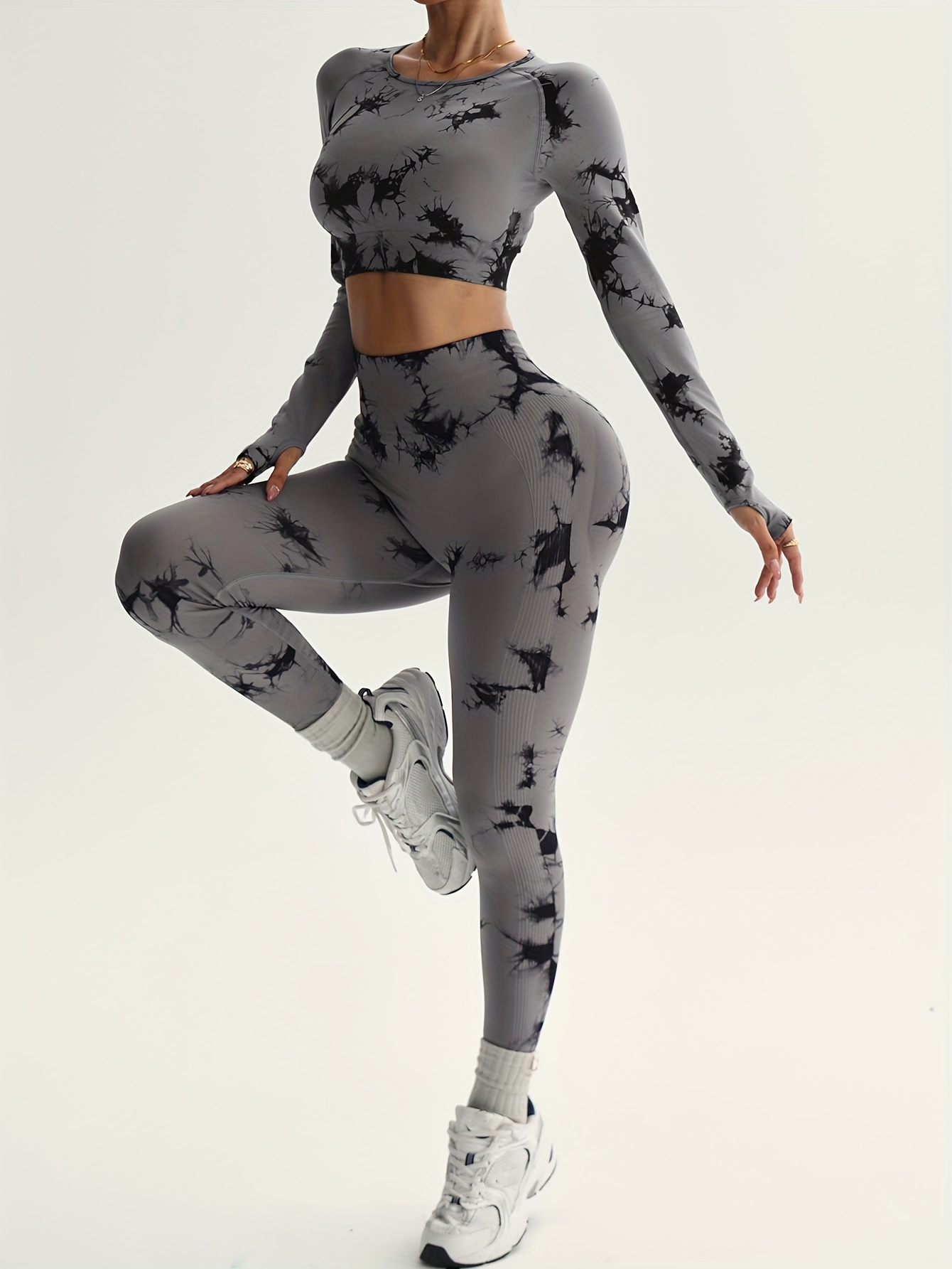 Women'S New Seamless Tie Dye Sports Pants with Leggings, Suitable for Waist Cinching, Belly Tightening, Hip Lifting, And Leg Shaping, Suitable for Outdoor Sports, Fitness, Running, And Yoga Wear, All Season Version