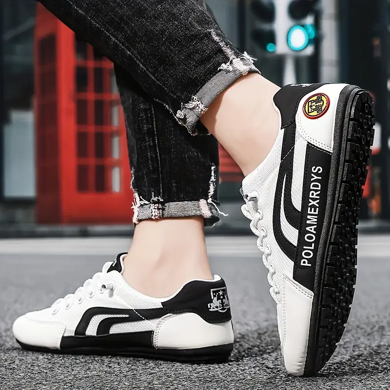 mens fashionable low top sneakers breathable non slip lace up shoes for outdoor activities details 7