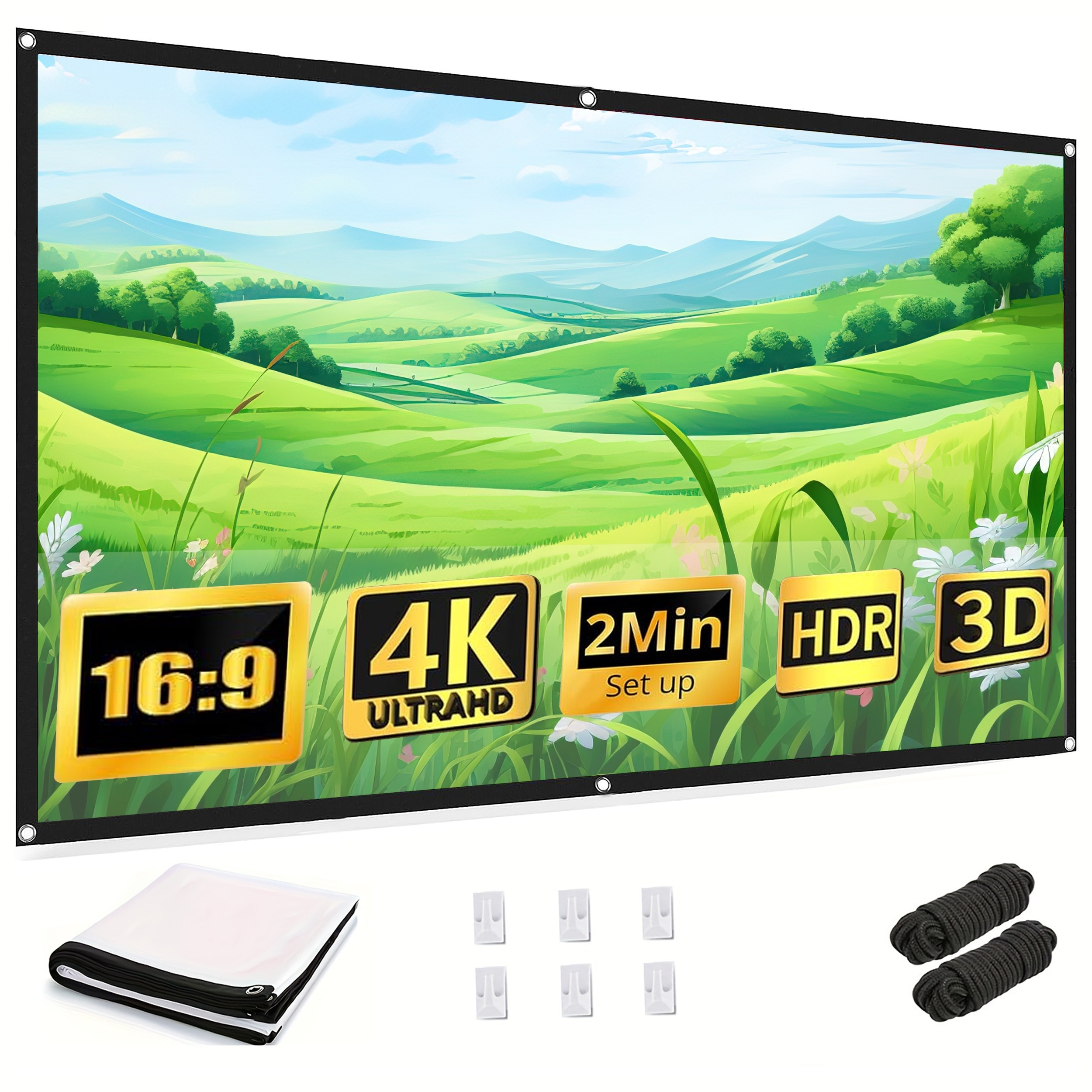 

Thickened 84 Inch High-density Projection Screen 16:9 High-definition 160 ° Resistant Water Washing Projector Movie Screen Supports Double-sided Projection, Office Projector Curtain
