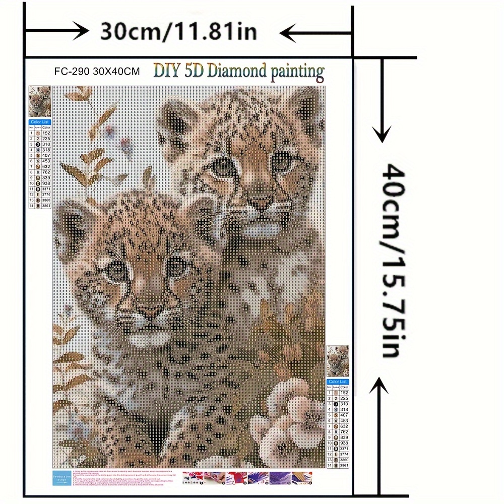 Diamond Painting, Full Diamond, Animal Leopard 30 X 40 Cm/15.75 X Inches