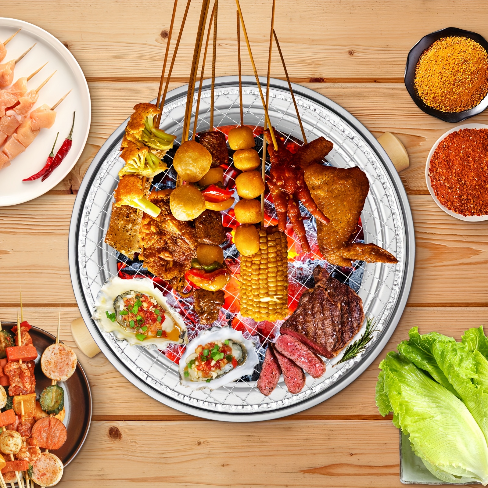 1pc Portable Smokeless Charcoal Grill - Indoor & Outdoor BBQ Cooking Stove with Grill Net & Handle, Compact Design for Camping, Picnics & Hiking - Ideal Gift for Adventurers, Perfect for Grilling Meats & Vegetables, Outdoor Cooking | Portable Design | Cast Iron Grill