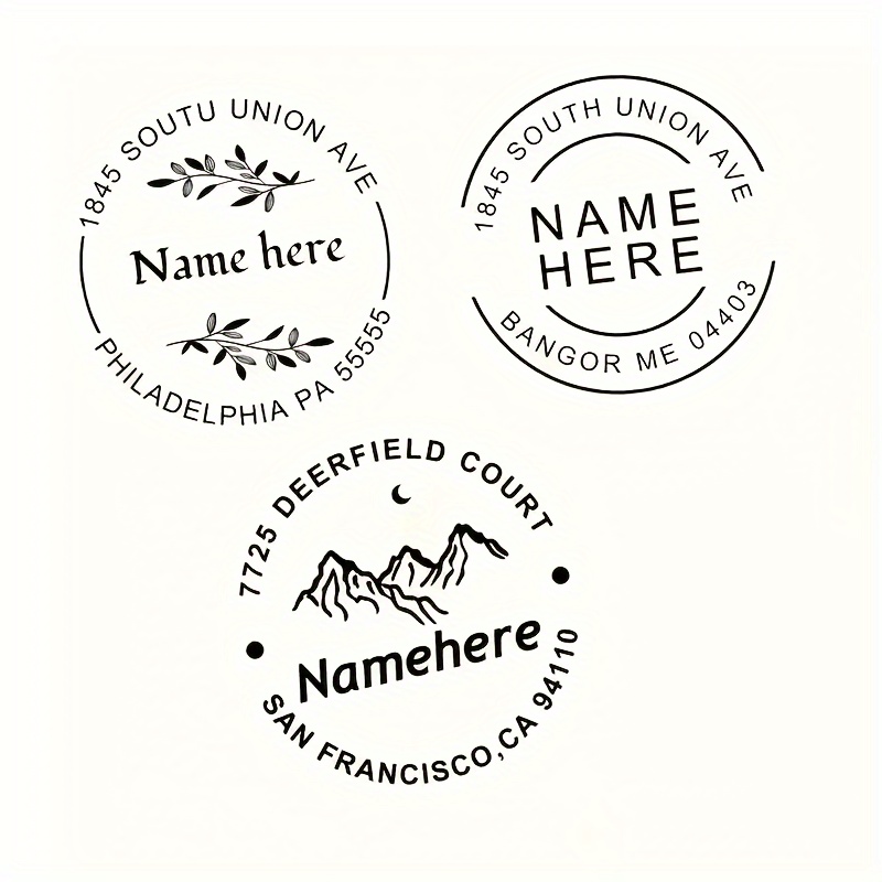 

Customizable Address Stamp Set - Round Self-inking Personalized Stamps With Optional Multilingual Text - Durable Plastic Construction For Office And Diy Crafts