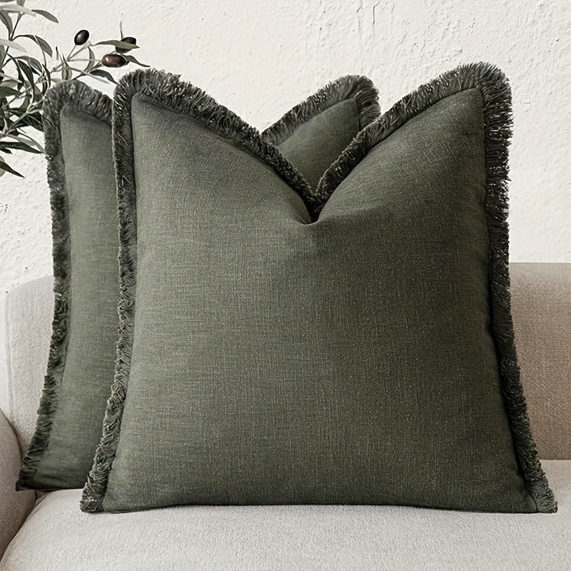 TEMU 2 Pack Boho Farmhouse Fringe Throw Pillow Covers Suitable For Couch Sofa Bed Decor, Tassel Cushion Covers With Zipper Closure, Machine Washable