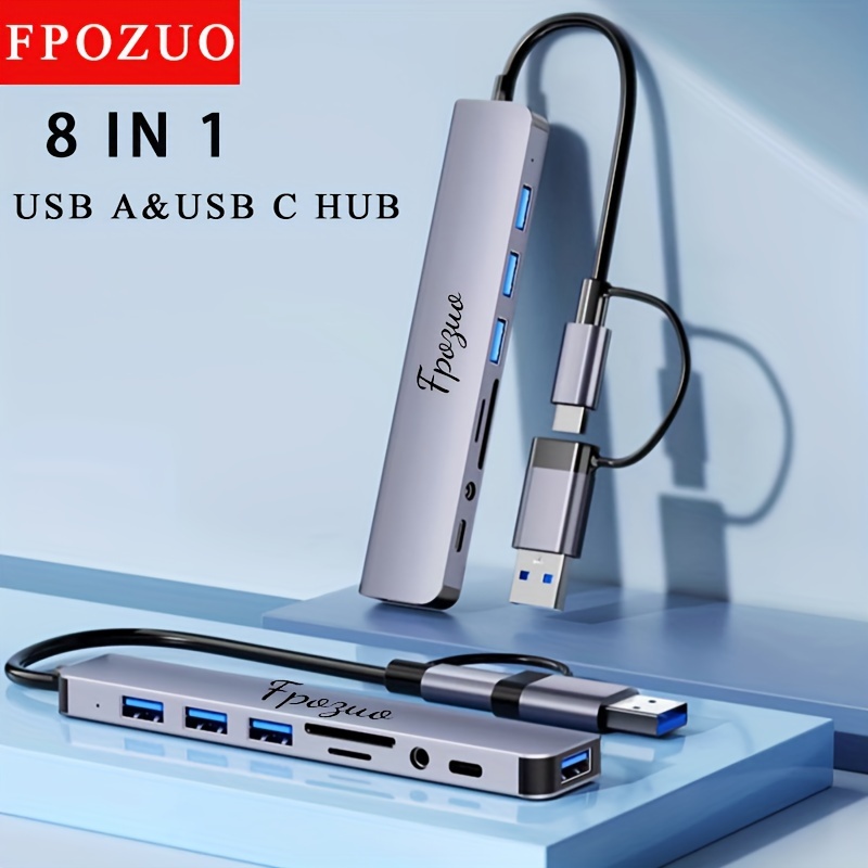 

Fpozuo Usb 3.0 /usb-c Adapter, Sd/tf , Usb 3.0, Usb 2.0, Tf, Sd, 3.5mm Interfaces, 5v Operating , Usb - 5gbps , Aluminum Alloy Is Suitable For Laptops And Phones.