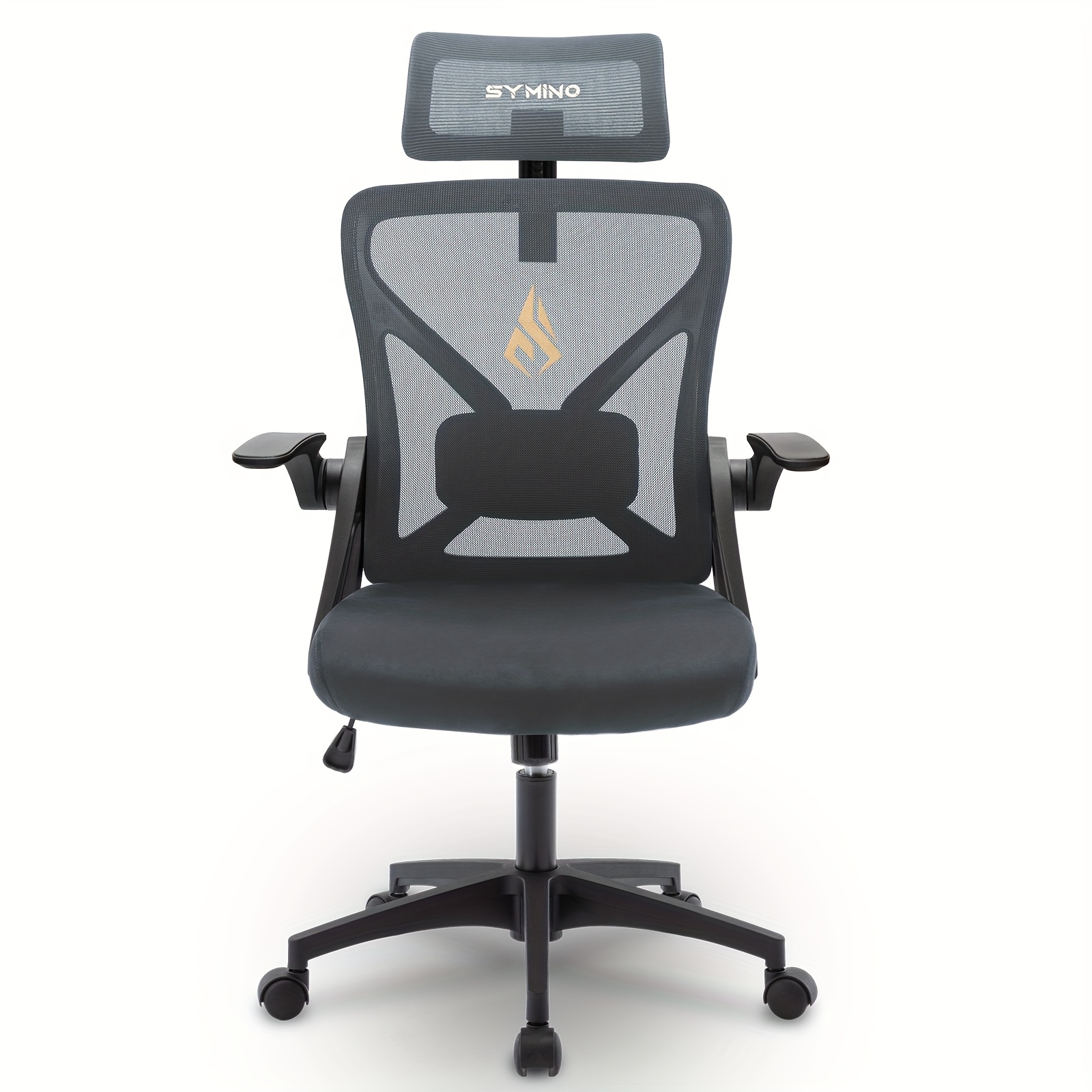 TEMU Sedia Ufficio Ergonomica con Supporto Lombare e Poggiatesta Regolabili, Funzione di Inclinazione e Rotazione, Sedia da Scrivania per Computer