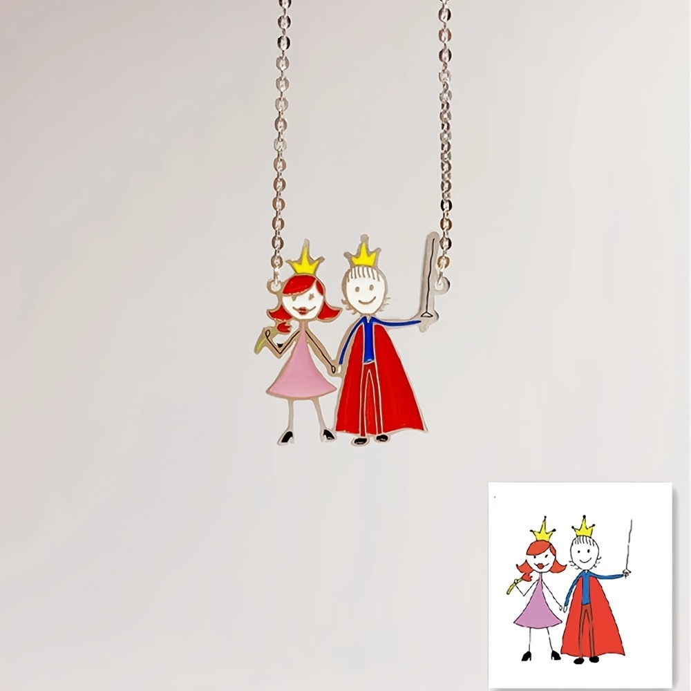 Custom Photo Golden Printed Necklace — Personalized Graffiti Pendant