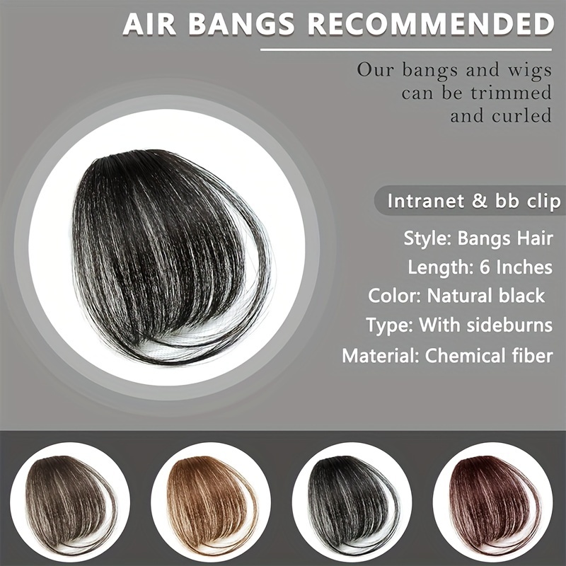   in wispy bangs with temples natural black straight hairpieces for women girls   casual attire details 2