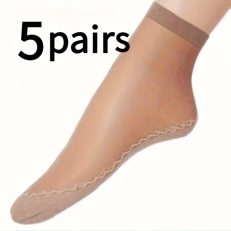 Image of 5 Pairs Of Ice-feeling Breathable Socks - Stockings, Women's Socks, Spring, Summer, Autumn, Bottom, Sweat-absorbing, Non-slip Socks, Flesh-colored Anti-snagging Medium Thin Model