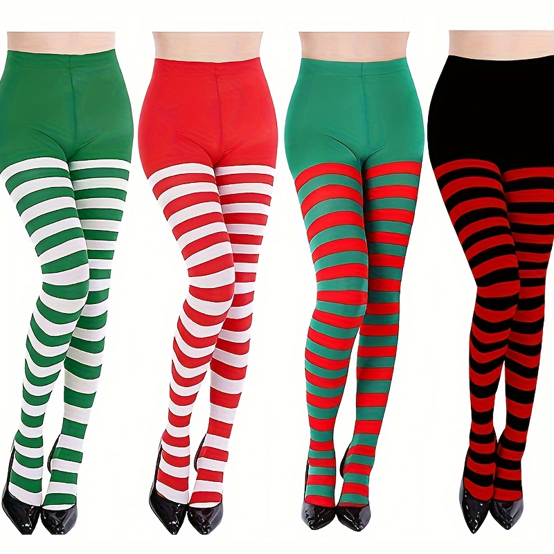 

1 Pair/4 Pairs Autumn And Winter Christmas And Halloween Tights Striped Party Makeup Dance Decorative Props Fashion Tights Role Playing Pants Stockings