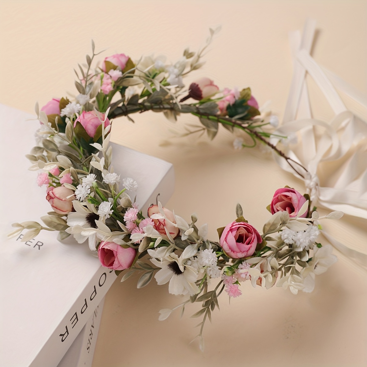 Blumenkranz Stirnband Aus Seidenblumen – Verstellbar Für Hochzeit, Party & Festival | Handgefertigt, Bequem, Für Frauen & Mädchen