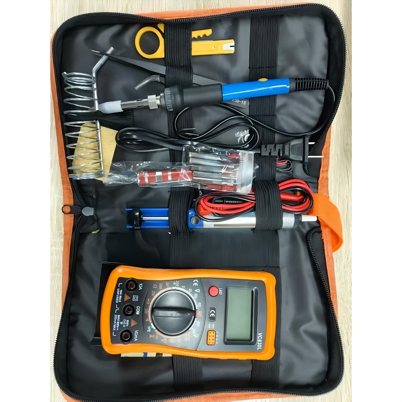 TEMU Kit de soudure 19 pièces pour produits électroniques, outil de soudure 60W avec température réglable de 200 à 450°C, convient aux passionnés