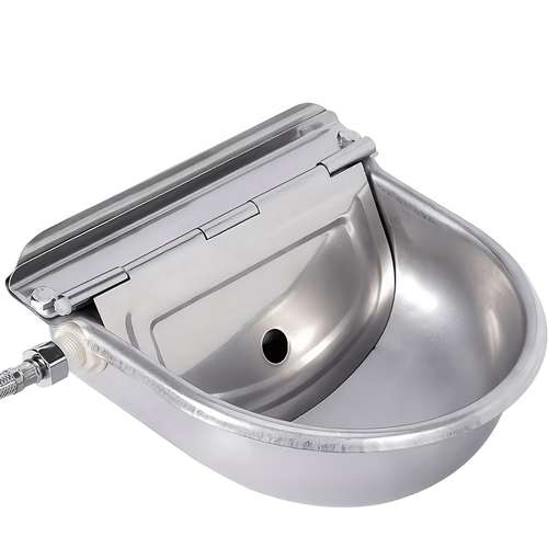 an automatic stainless steel livestock water bowl with a capacity of 3 featuring an design and a self filling mechanism suitable for animals of sizes easy to clean and with a drainage outlet