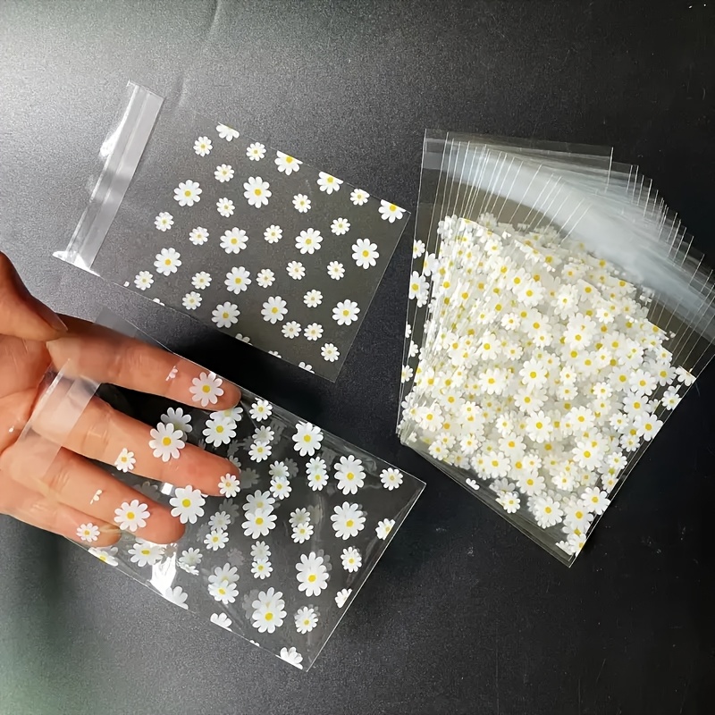 50/100 Cute Daisy Pattern OPP Self Sealing Bags, Gift Packaging