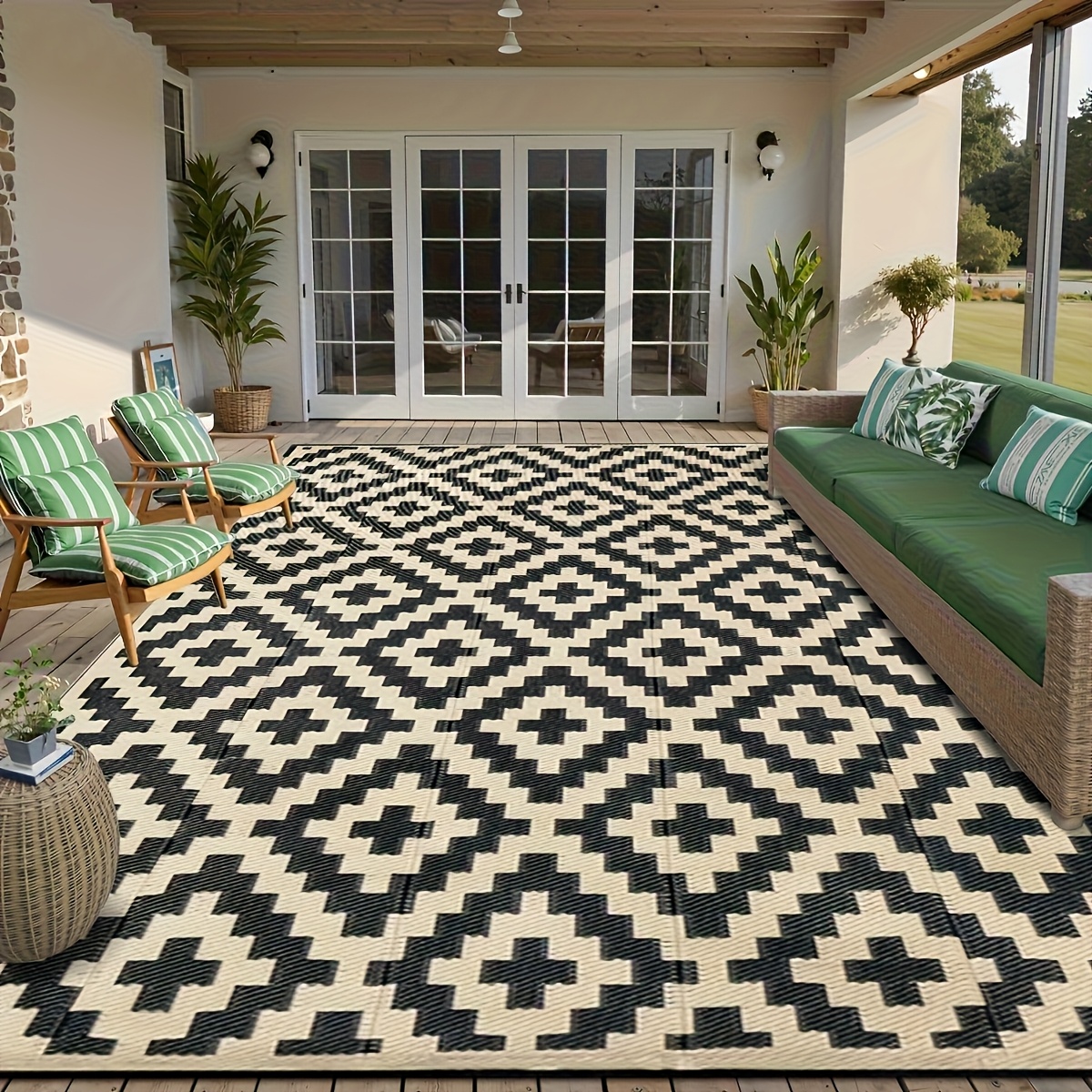 esteira de exterior lavável + pregos   1pc, tapete para varanda, deck,   ou  , secagem rápida, tecido trançado 0