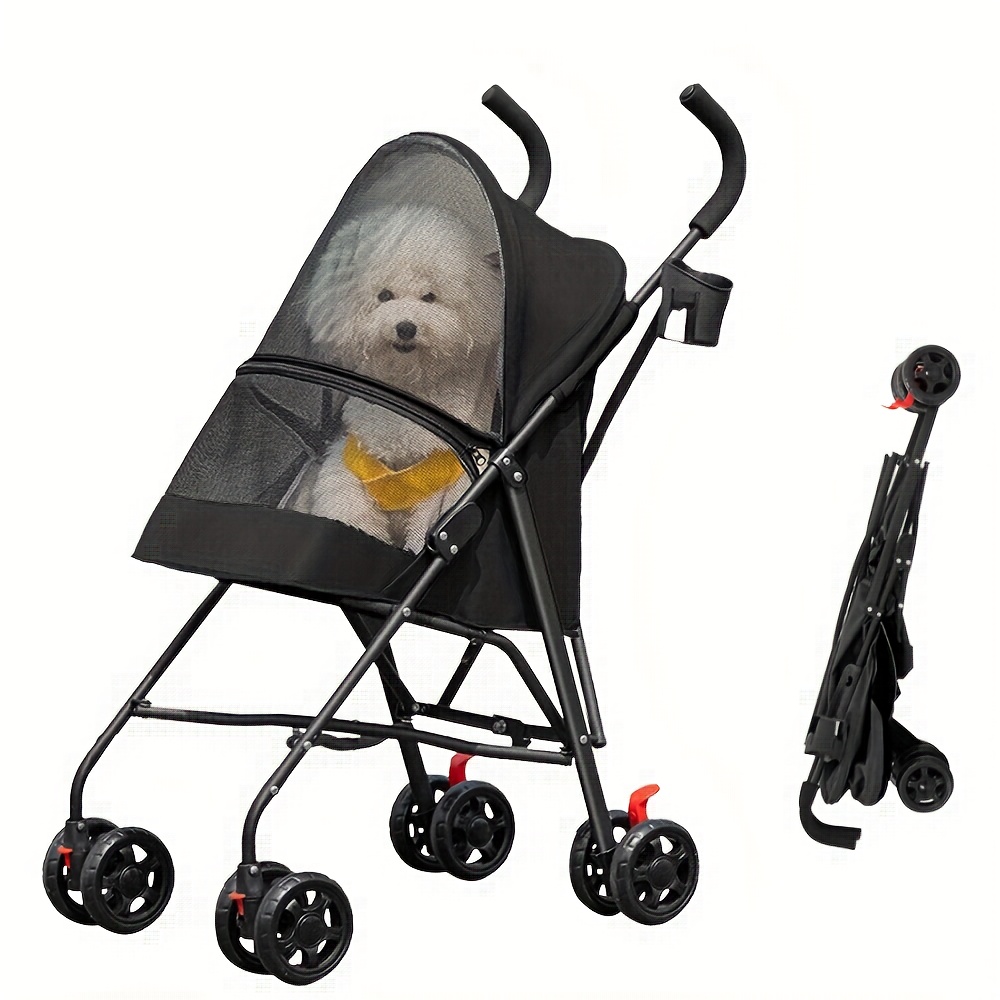 Foldable Cat Stroller 3in 1, Dog Buggy, Dog Cart, Dog Box Transport Bag, Up To 20kg, 4pcs 360 ° Wear-resistant Rubber Wheels, Cup Holder, For Small Dogs And Cats