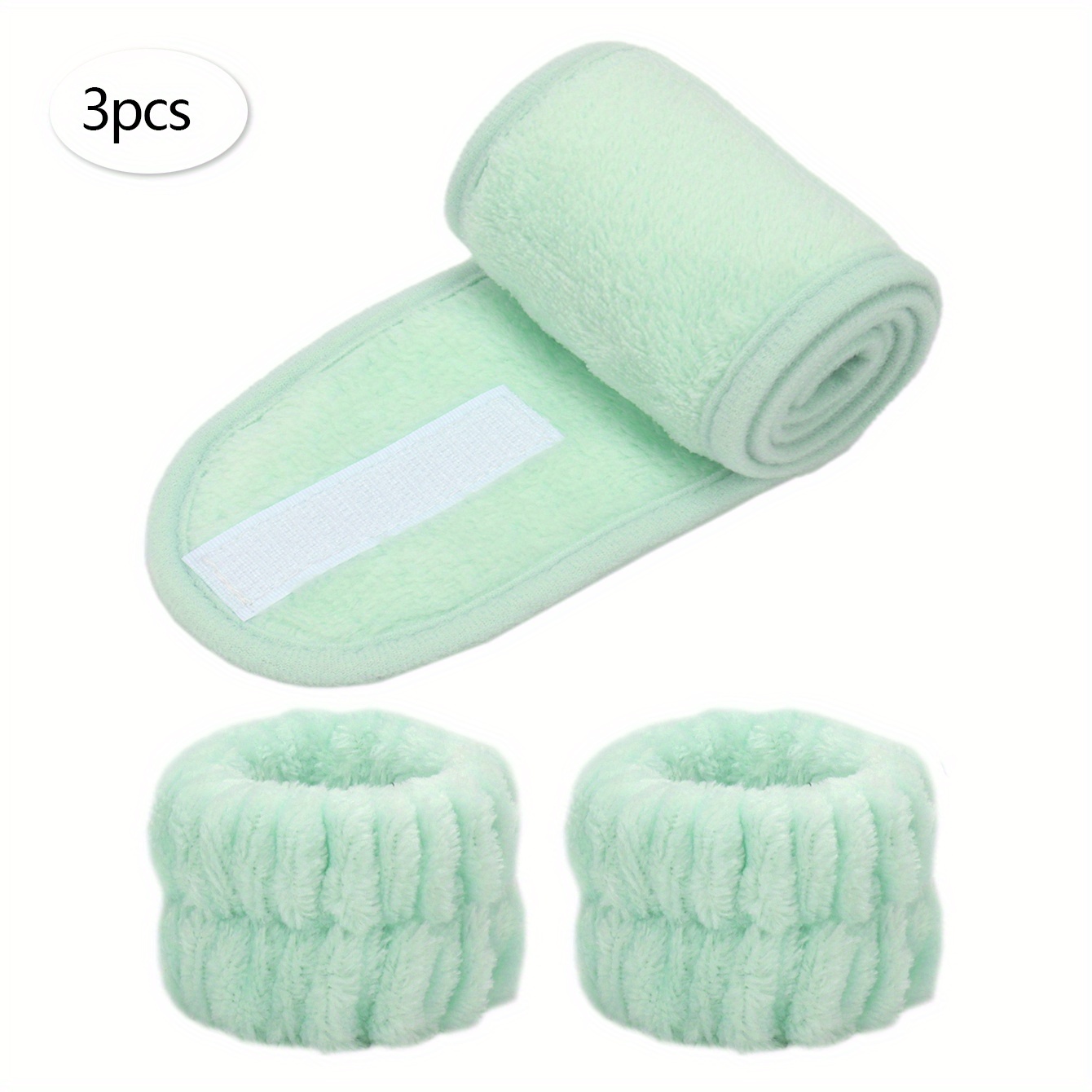 TEMU Set 3 pezzi fascia per capelli con fibbia , 1 fascia per capelli e 2 polsini, a tutti i tipi di pelle per lavaggio del , pulizia del ,