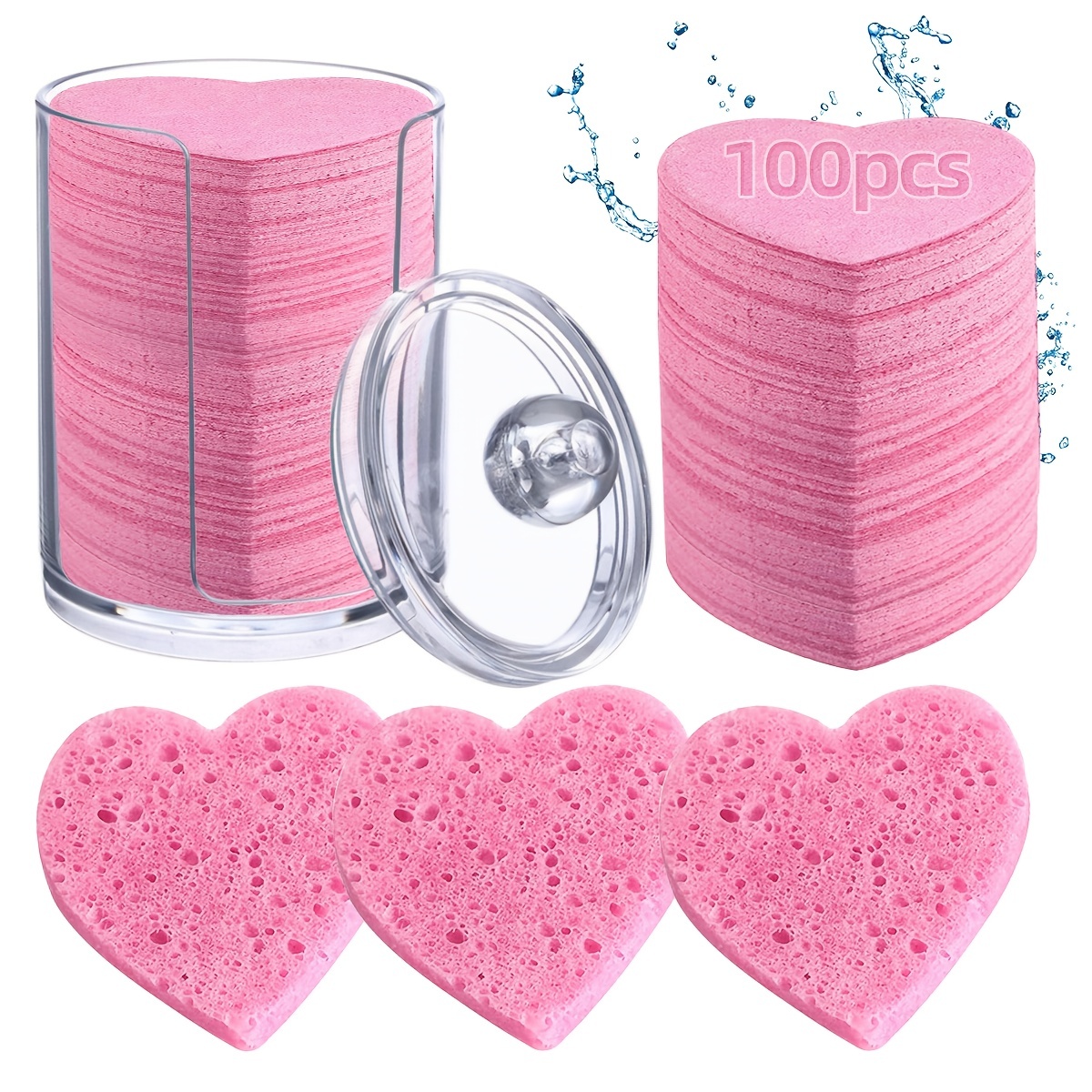 

100pcs High-quality Compressed Facial Sponges With Storage Container - Gentle, -free For Types, Deep Cleansing & Makeup Removal