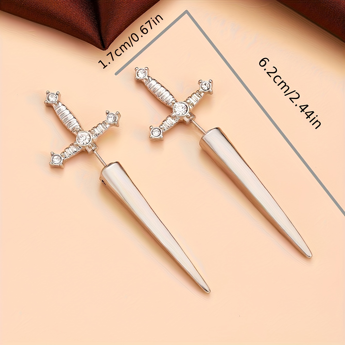 Gothic Style Long Drop Earrings for Women, Zinc Alloy with Iron Ear Needle