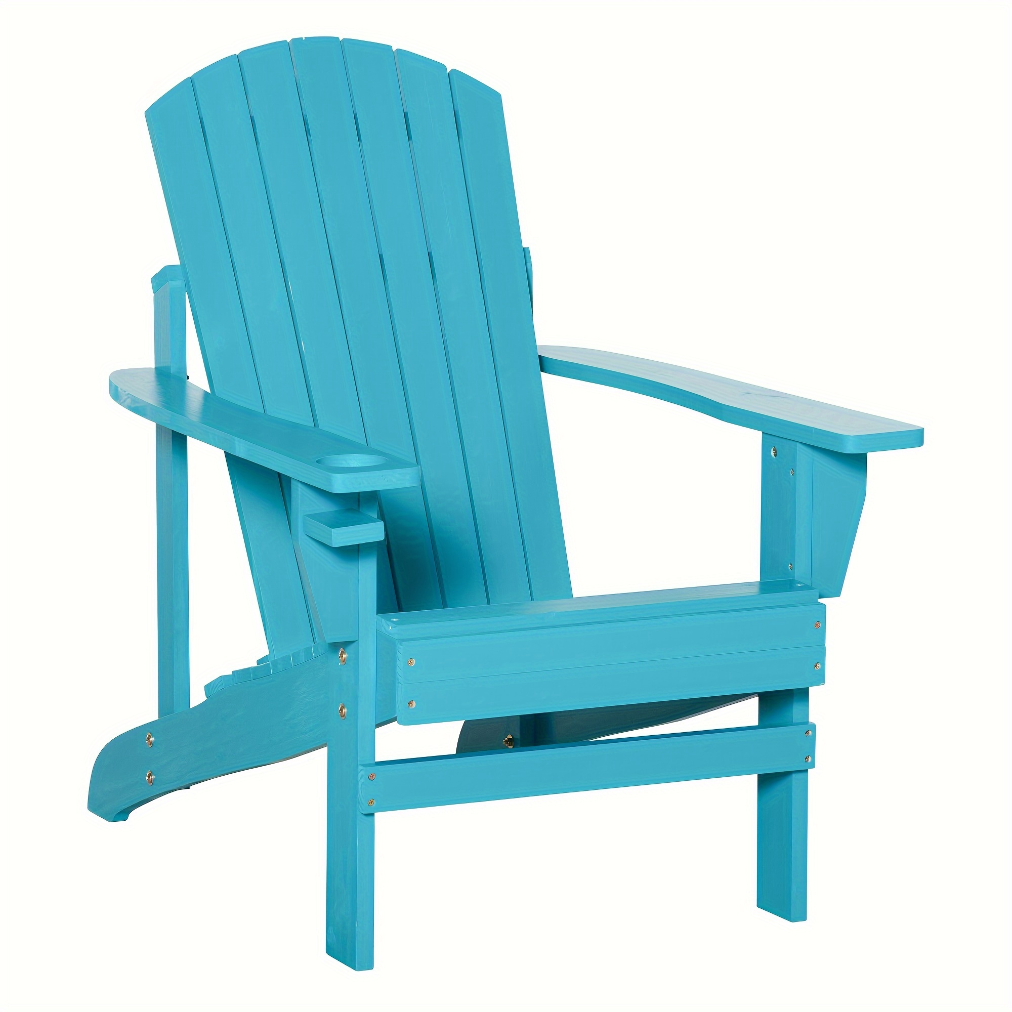 

Outsunny Wooden Adirondack Chair, Outdoor Patio Lawn Chair With Cup Holder, Weather Resistant Lawn Furniture, Classic Lounge For Deck, Garden, Backyard, Fire Pit, Sky Blue