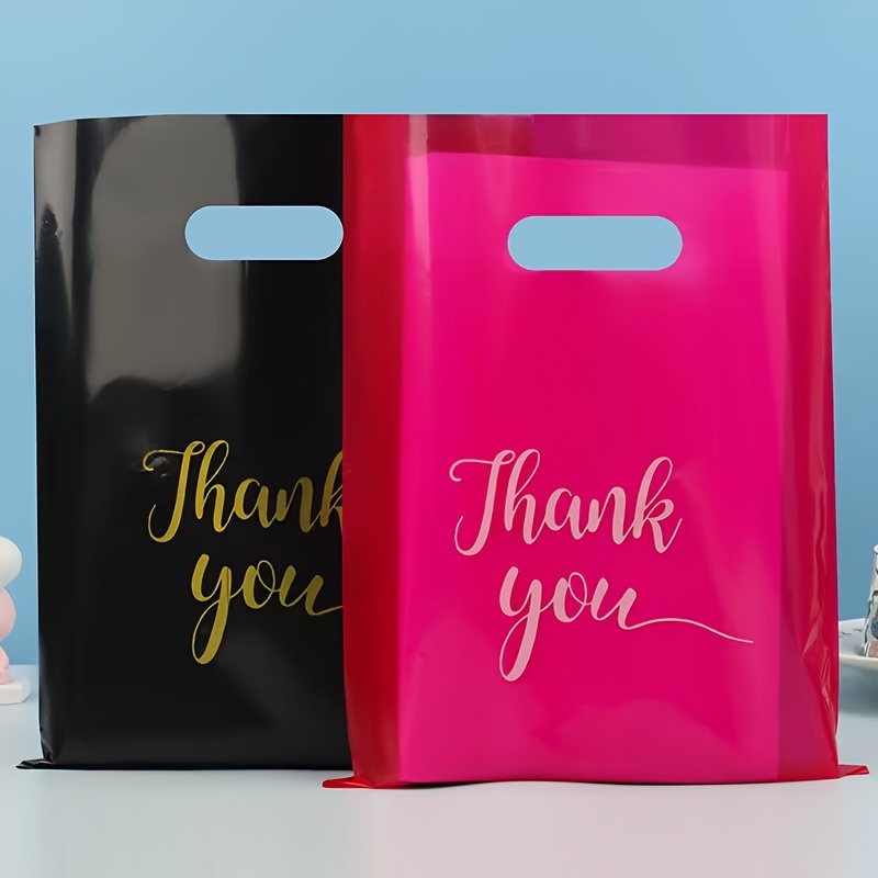 

Thank You Plastic Gift Bags, 50 Pack Mixed Color Rainbow Butterfly Theme Shopping Bags With Handles For Party Favors, Retail Merchandise, Boutique - Durable And Reusable