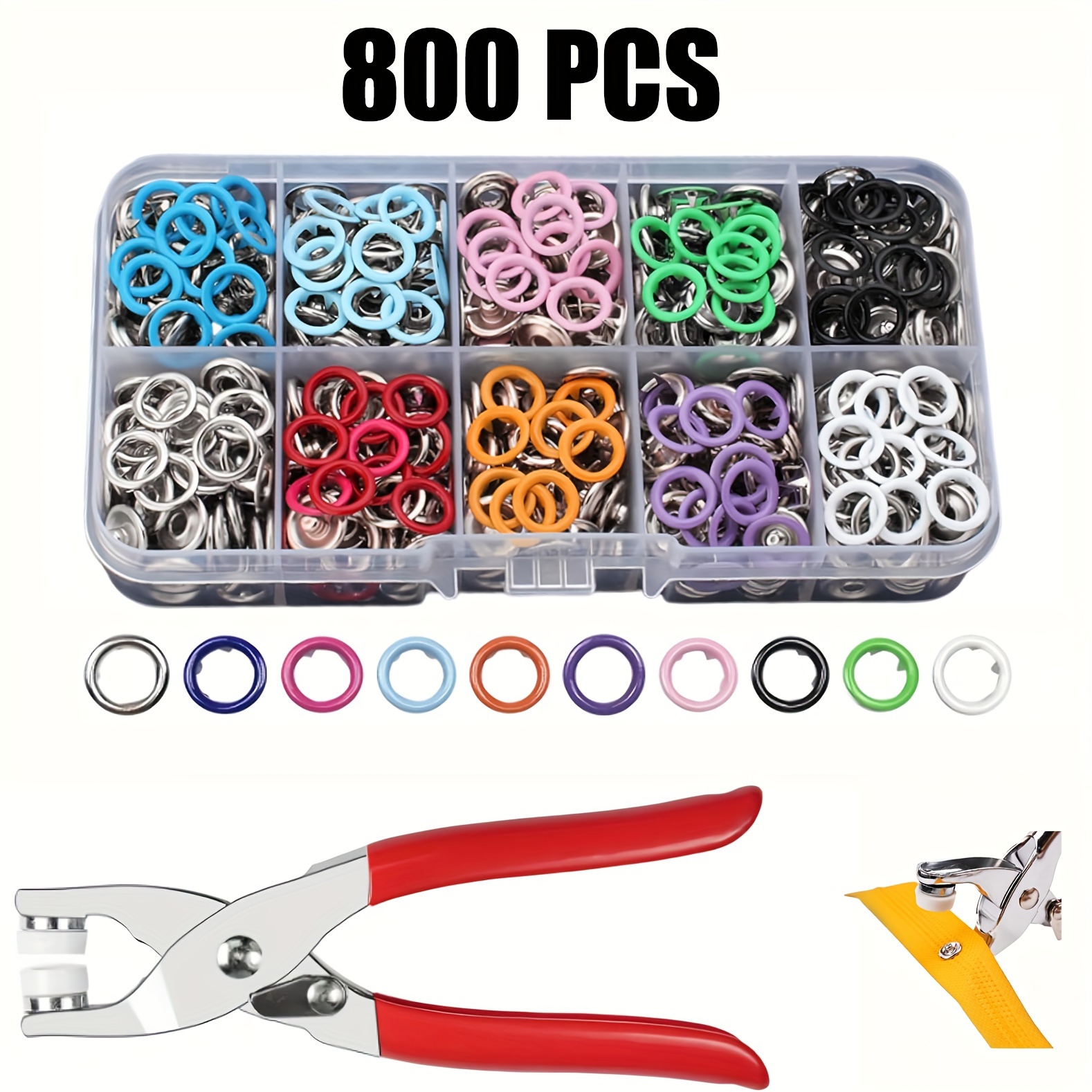 

800pcs Color Metal Snap Fasteners With Pliers Tool Set, 200 Sets Of Stainless Steel Snaps For Leather, Belts, Shoes, Crafts - And