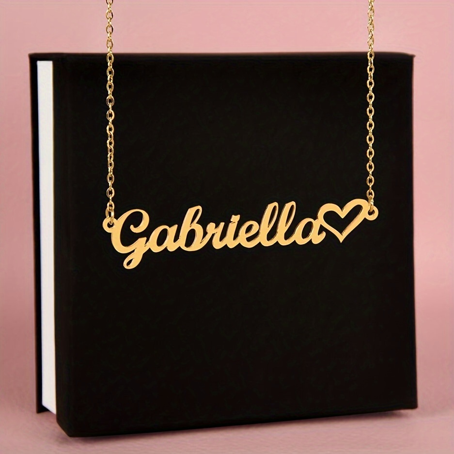 Women's Custom 18K Gold-Plated Heart-Shaped Name Necklace