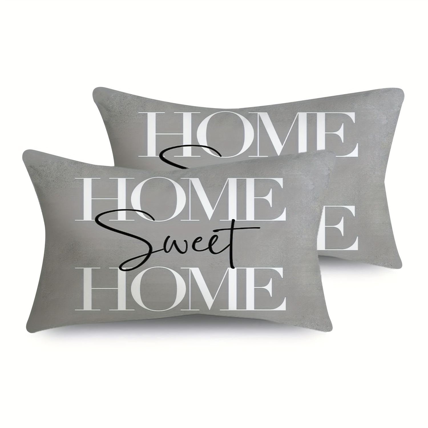 TEMU Set Of 2 Spring Gray Sweet Home Pillowcases, 12x20 Inches Decorative Cushion Covers For Home Decor, With Zipper, For Sofa, Bedroom, Balcony -