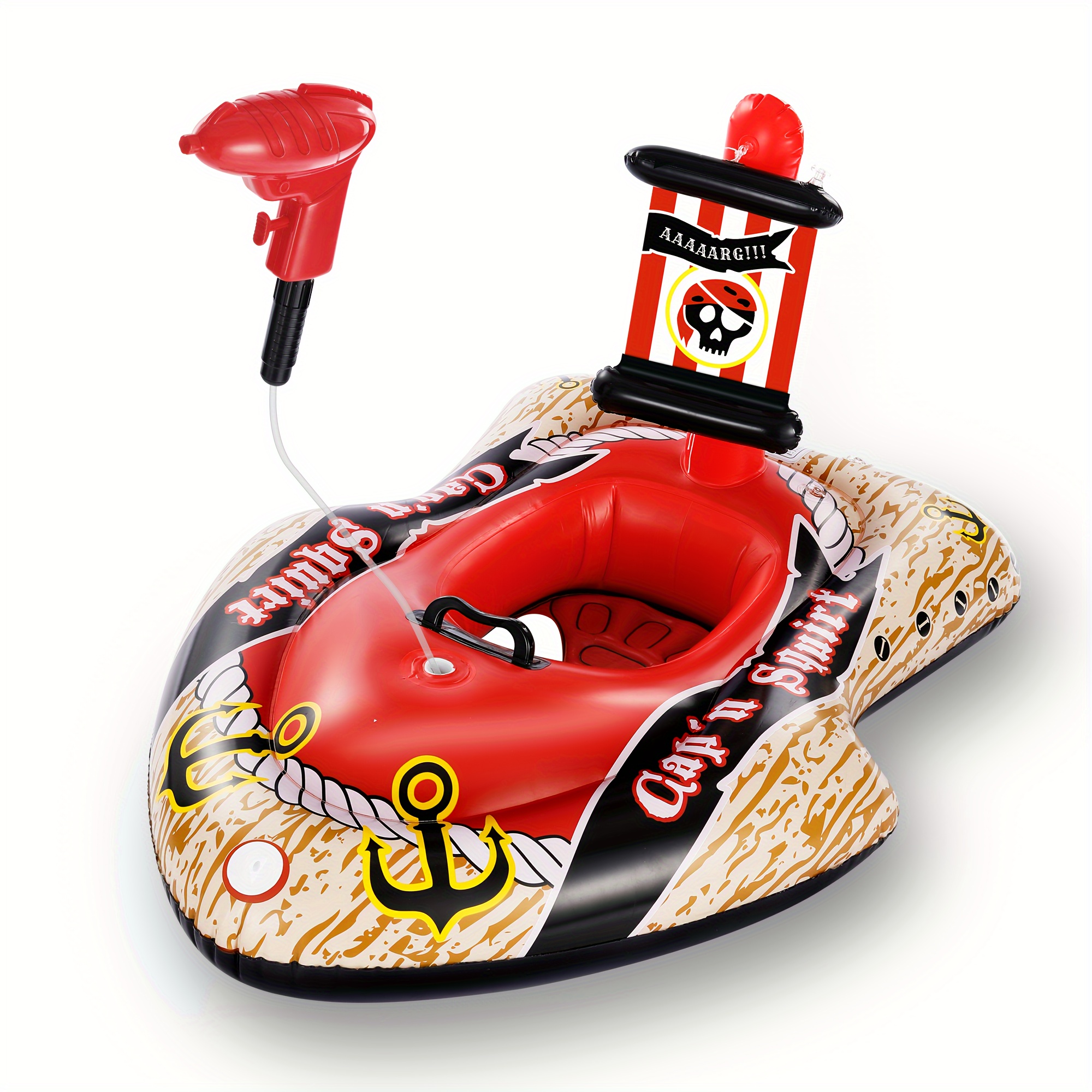 

Bietrun Pool Floats Kids With Water Gun (pirate-style)(with Pump), Fun Solo Kids Swimming Inflatable Thickening Rafts Pool Lounger Pirate Ship For Boys Girls Pool Party Gift, Beach, Lake Sunbathing