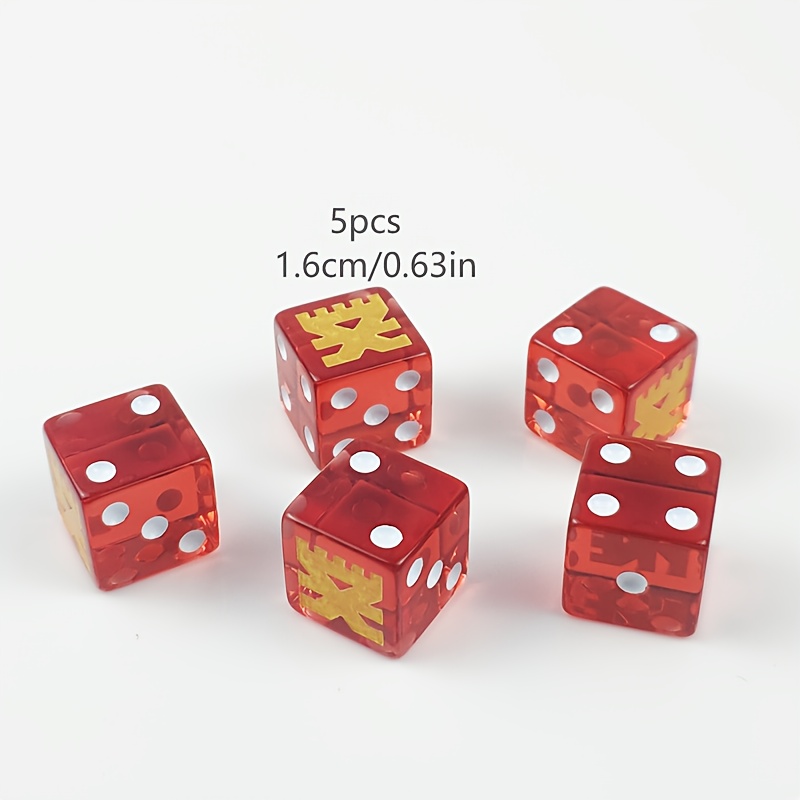 TEMU 5pcs D6 Dice Set 1.6cm Golden Pattern, Desktop Games, Game Accessories, Party Games, Board Games, Singles Party, Couple Dice Game Set, Dice