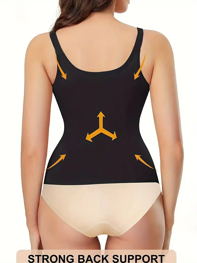 womens waist trainer corset zipper closure sleeveless sports style firm tummy shaper tank top back support vest details 2