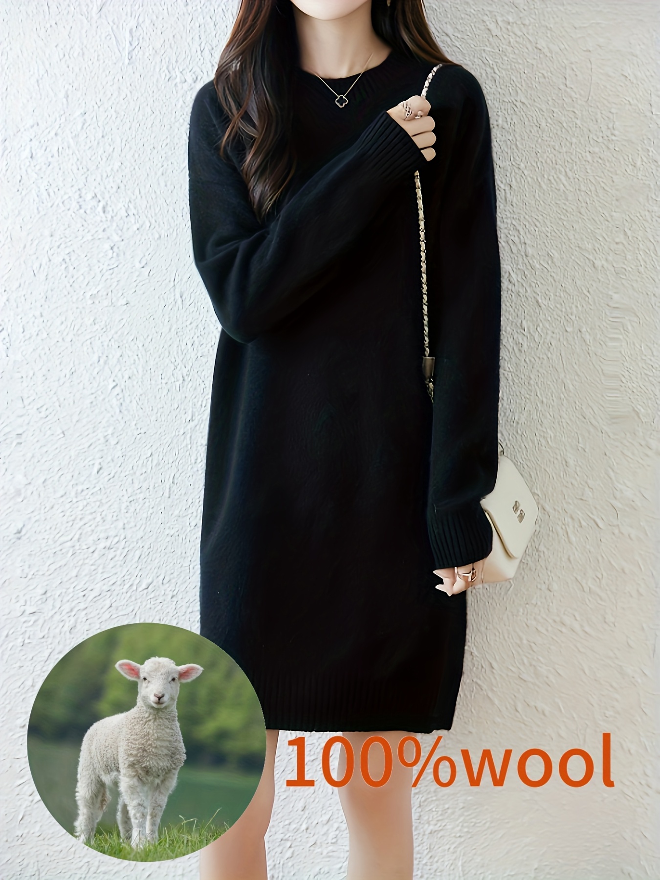 navy blue dress for baby girl Loose Wool Dresses Winter Autumn Dresses Casual Women Dresses ZRL97213 –  SimpleLinenLife main image 1