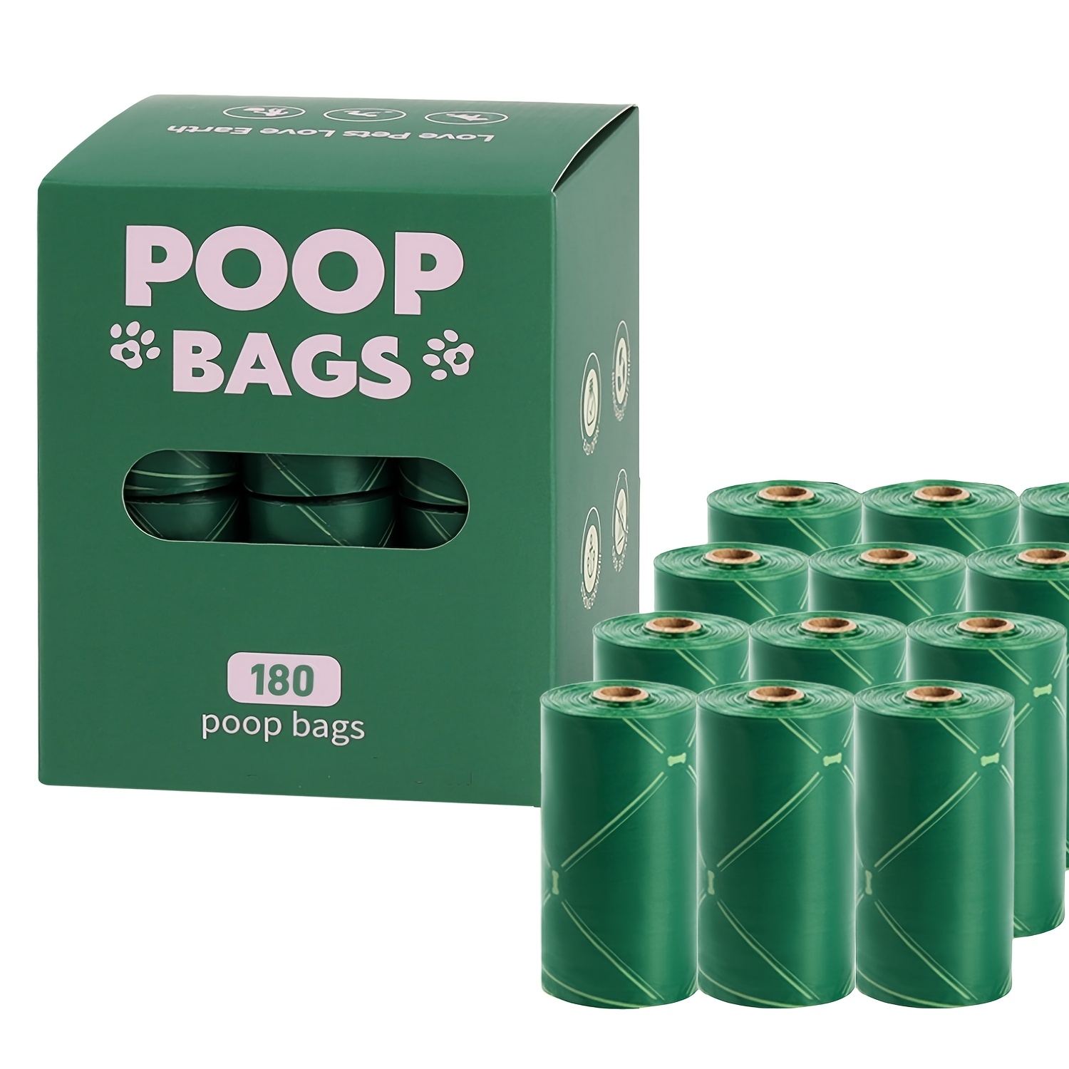 

180-count Extra Polyethylene Dog Waste Bags, Featuring A , Suitable For Cleaning Up After Cats And Dogs, Supplies, Outdoor Cleaning Products, Christmas And Other Holiday Items, Green Trash Bags.