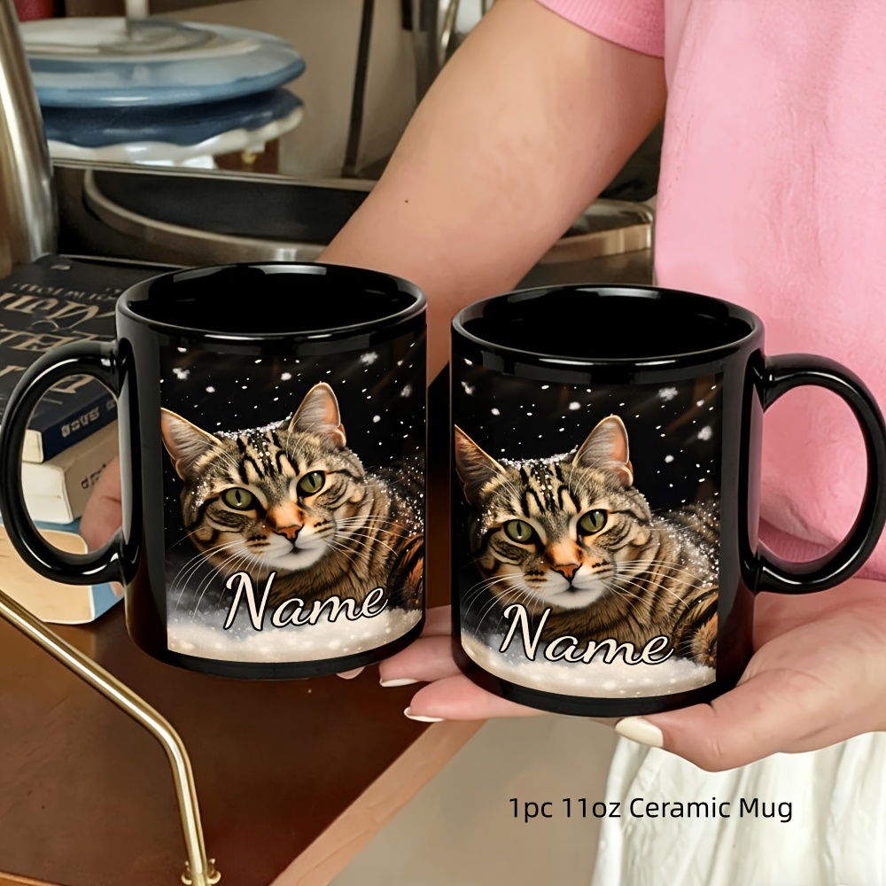 TEMU 1pc Customizable Ceramic Mug Personalized Name/text Coffee Cup- 11oz High Quality Ceramic Coffee Cup, Water Cup, Perfect For Drinks, Birthday
