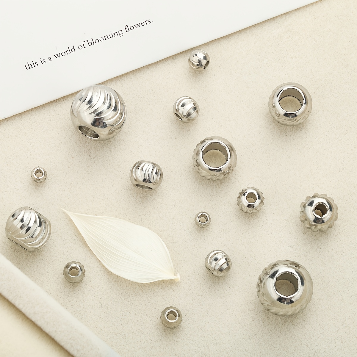5pcs Stainless Steel Crescent Pattern Large Hole Spacer Beads