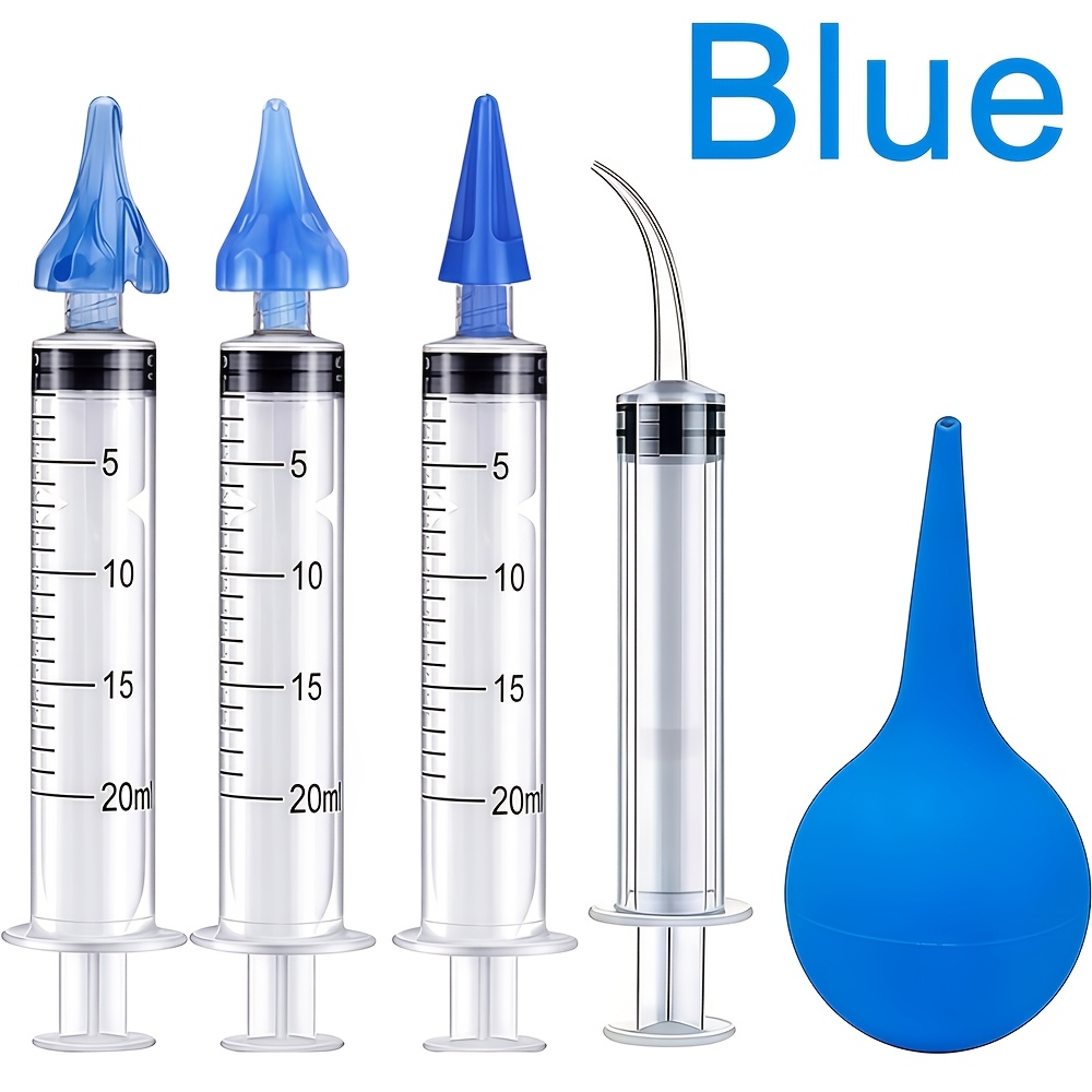 Image of 5pcs Ear Irrigation Kit | Includes , 3-way, 1-way Nozzles, Ear Wash Balls, Curved Syringes, 20ml Syringes For Improved Hearing And Ear Cleaning