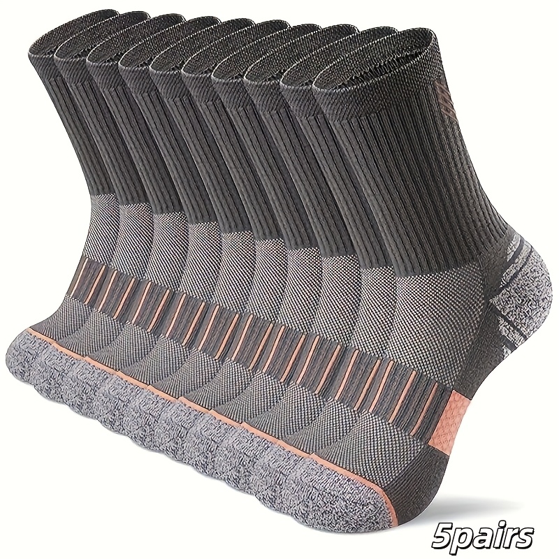 TEMU 5 Pairs Spring/autumn Style Running Socks - Lightweight, Breathable, Moisture-wicking Athletic Socks With Arch Support And Cushioned Heel,