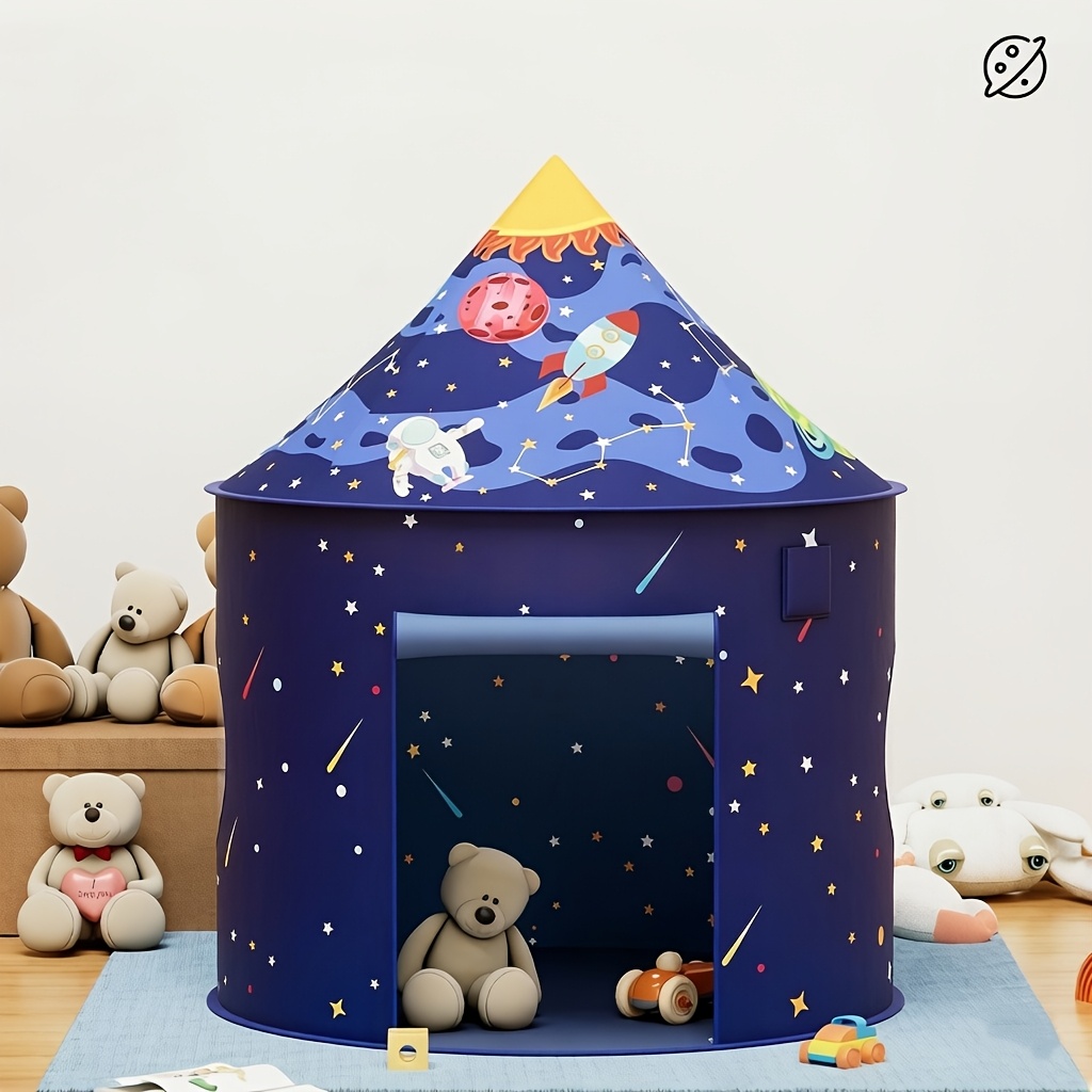 Image of Space Kids Play Tent, Indoor & Outdoor Playhouse For Children, Foldable, Portable And Easy-to-assemble Kids Play Tent, The And Birthday Gift For Boys And Girls!