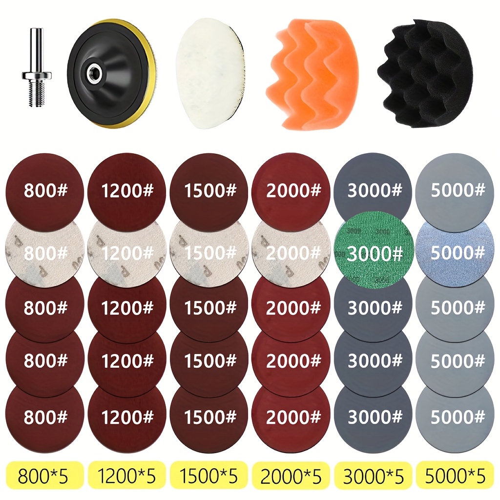Image of Headlight Repair Restoration Kit Car Polishing Disc 3inch 75mm Auto Waxing Sponge Sanding Pad With Sandpaper For Car Detailing