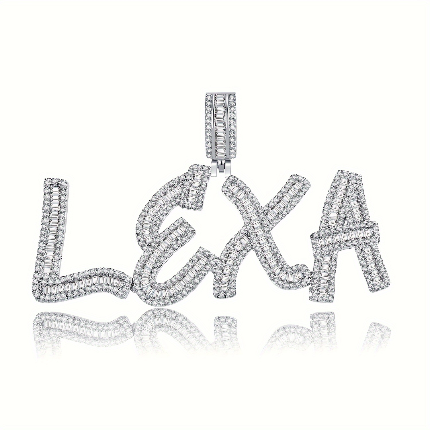 

1pc Men's Letter Custom Name Necklace, Baguette Personalized Pendant, Synthetic Zircon Hip Hop Rock Jewelry