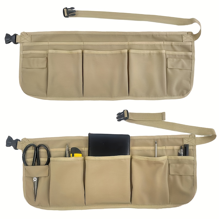 TEMU Grembiule da Giardinaggio Pratico, , 1 Pezzo Unisex con 12 Tasche (10 Tasche e 2 Passanti per Martello), Lunghezza Regolabile, per Costruzioni,