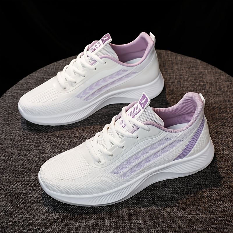 FKO Zapatillas de Malla Transpirable para Mujer - Zapatillas Ligeras de Caña Baja con Cordones y Suela Acolchada, /Opciones de Color para Gimnasio, Uso Casual - Ropa Deportiva, Zapatos para Mujer - 【Blanco】, US 9
