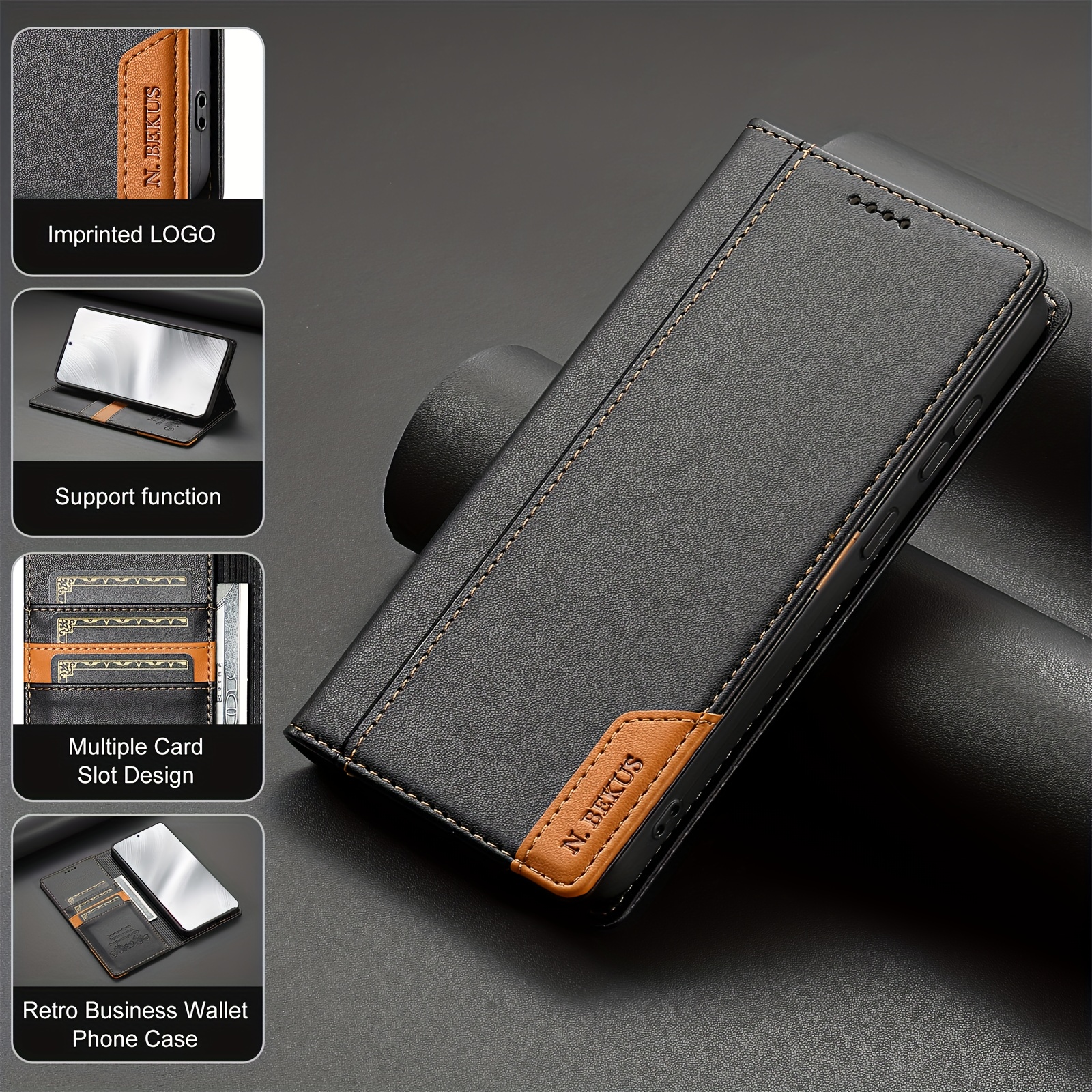 TEMU Phone Case: High-end Luxury Magnetic Phone Case For Men And Women, With Stand, Flip Cover, And Card Slot. Synthetic Leather Fashionable Phone