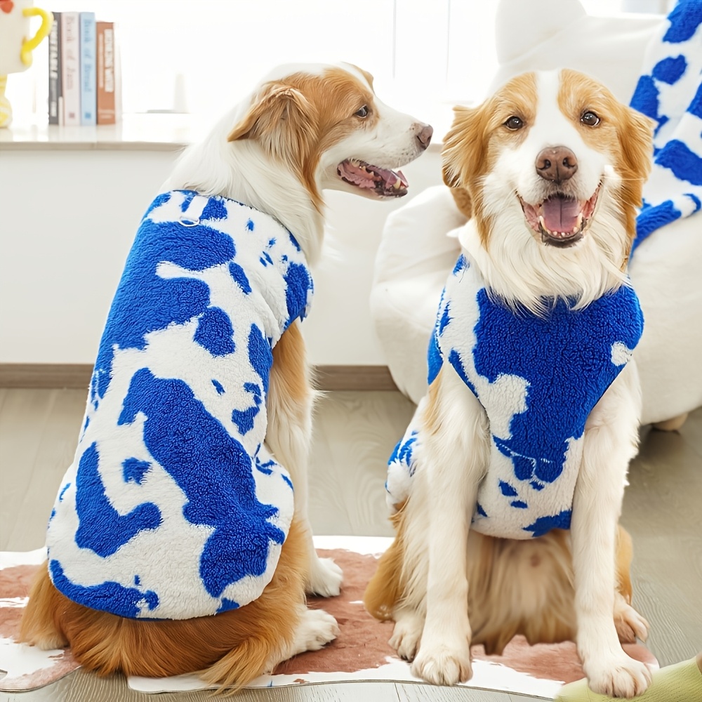 cozy plush cow print dog sweater for medium to large breeds soft