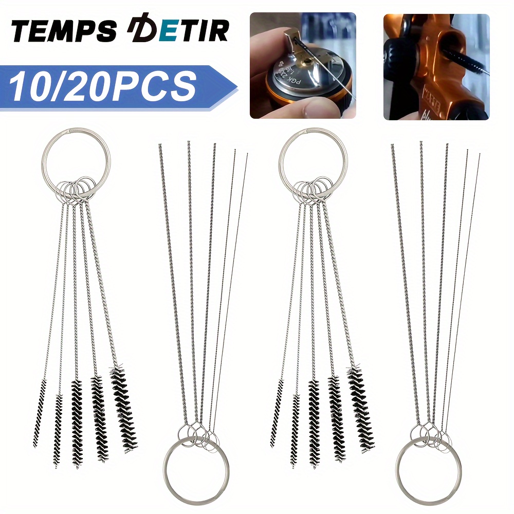 

Detir 10/20pcs Stainless Steel Spray Cleaning Brush Set, Household Airbrush Cleaning Tools, Car Paint Sprayer Nozzle Unclogging Needle, Uncharged Pneumatic Tool Accessories, Without Battery