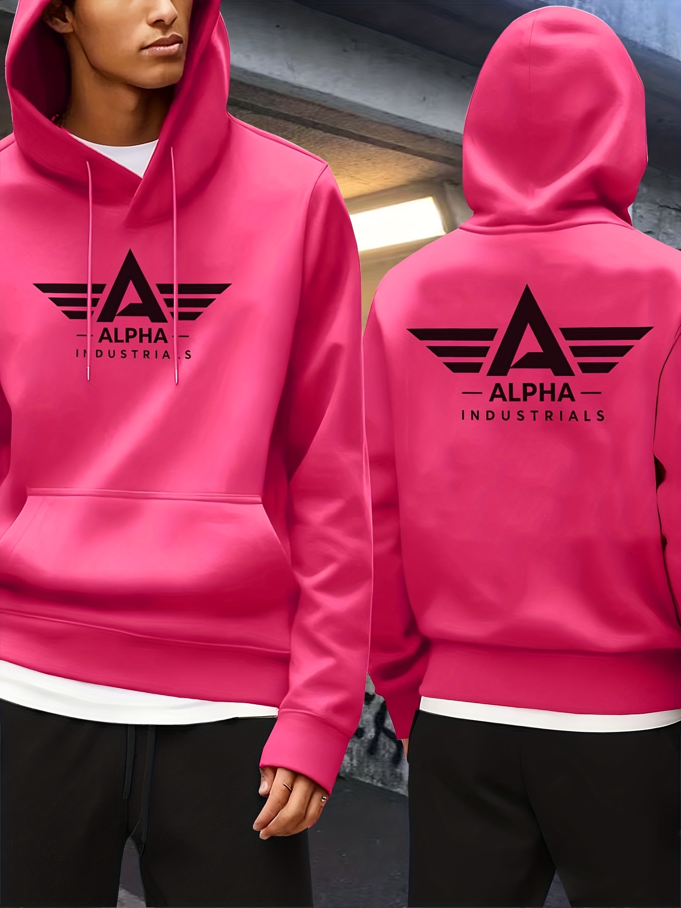 Men's Plush Thick Winter Hooded Sweatshirt - Retro Letter 'M' Print Pullover, Lightweight Warm Sweater with Hood, Machine Washable Casual Sweatic for Cold Weather Outfits (Men's Fashion)