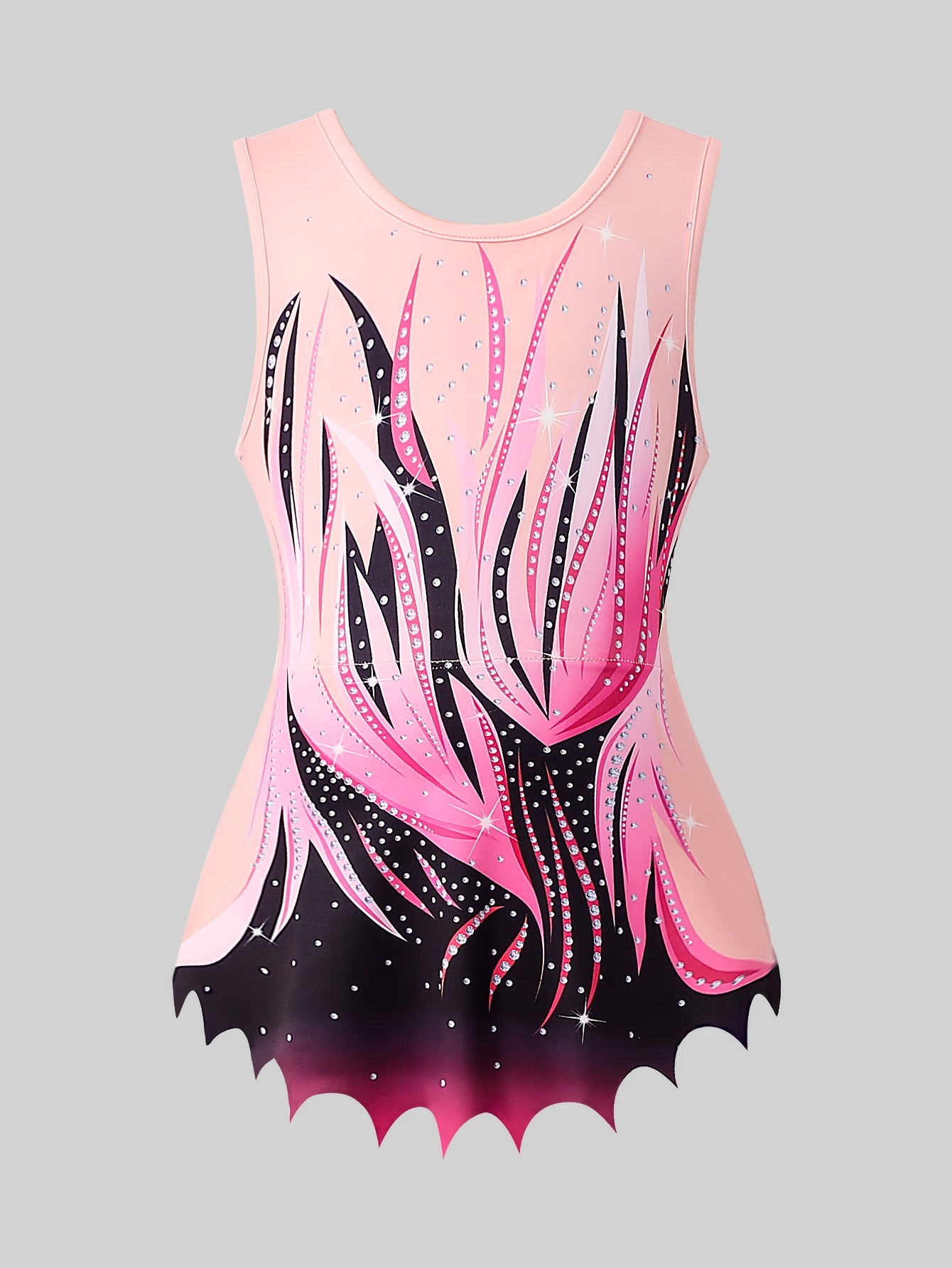girls artistic gymnastics performance outfit   gradient jumpsuit sleeveless dance training wear
