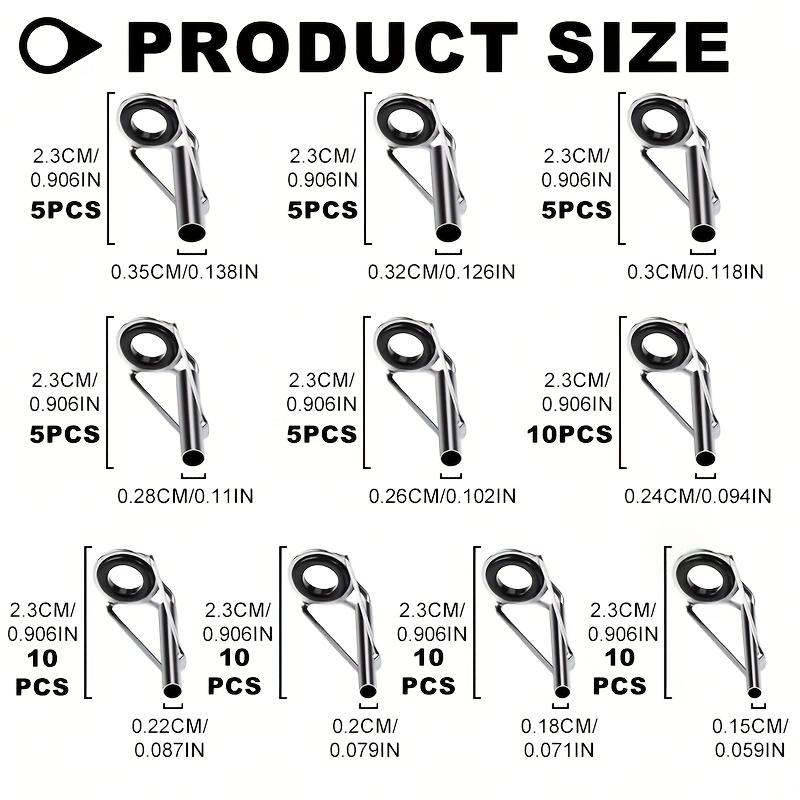 silvery fishing rod guide set 75pcs rod tip repair kit Temu