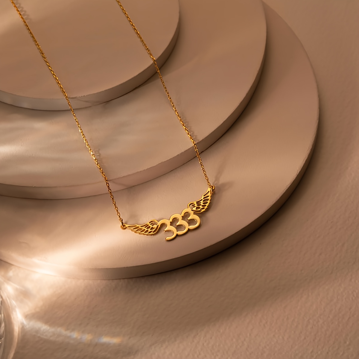 Personalized Angel Wings Digital Necklace, Custom Lucky Number Pendant