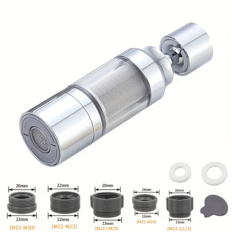 Image of 360 Degree Rotating Stainless Steel Kitchen Faucet Aerator, Three--saving Sprayer, Suitable For Threaded Attachments, Including 3 Spray And Replaceable Filter, Universal Kitchen Bathroom Sink