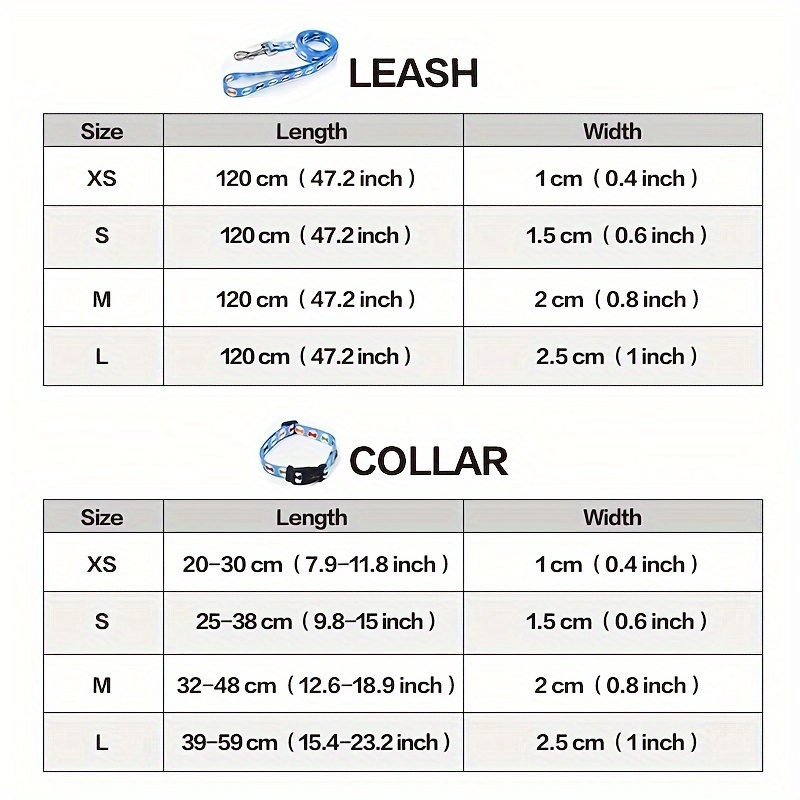 Collar and Leash Set for Small Dogs, Printed Design
